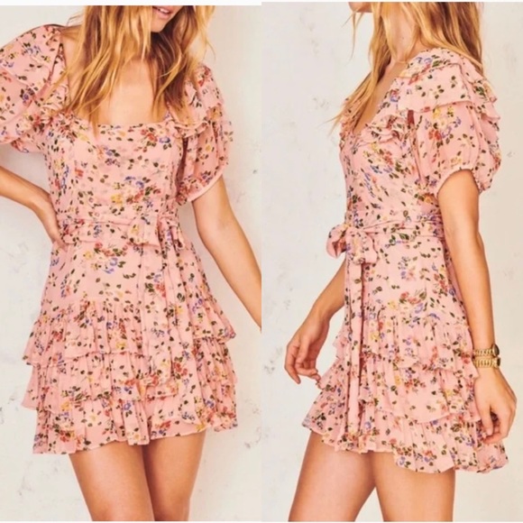 Loveshackfancy Kimbra ruffle floral peach orange floral size 4 - Picture 16 of 16